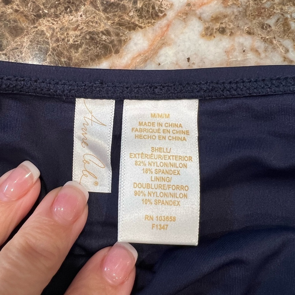 NWT- Anne Cole Bikini Bottom- Size M- Navy- Ruched Side - Picture 5 of 6
